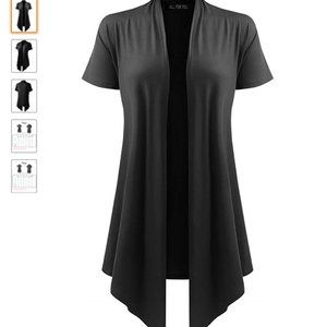 Women's Short Sleeve Open Front Drape Cardigan